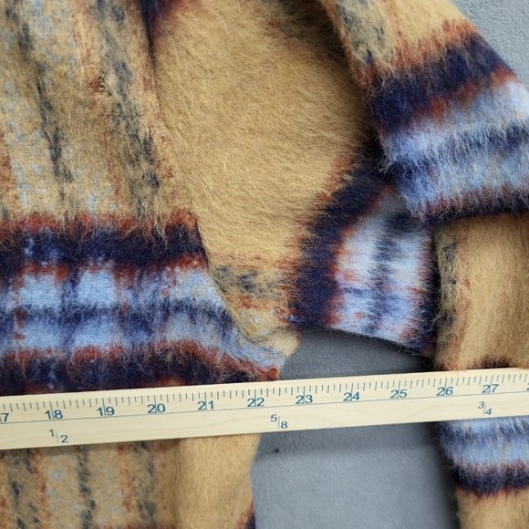 Steve Madden Size L Eldridge Shirt Jacket Coat Plaid Oversize Fuzzy Southwestern - Picture 5 of 6